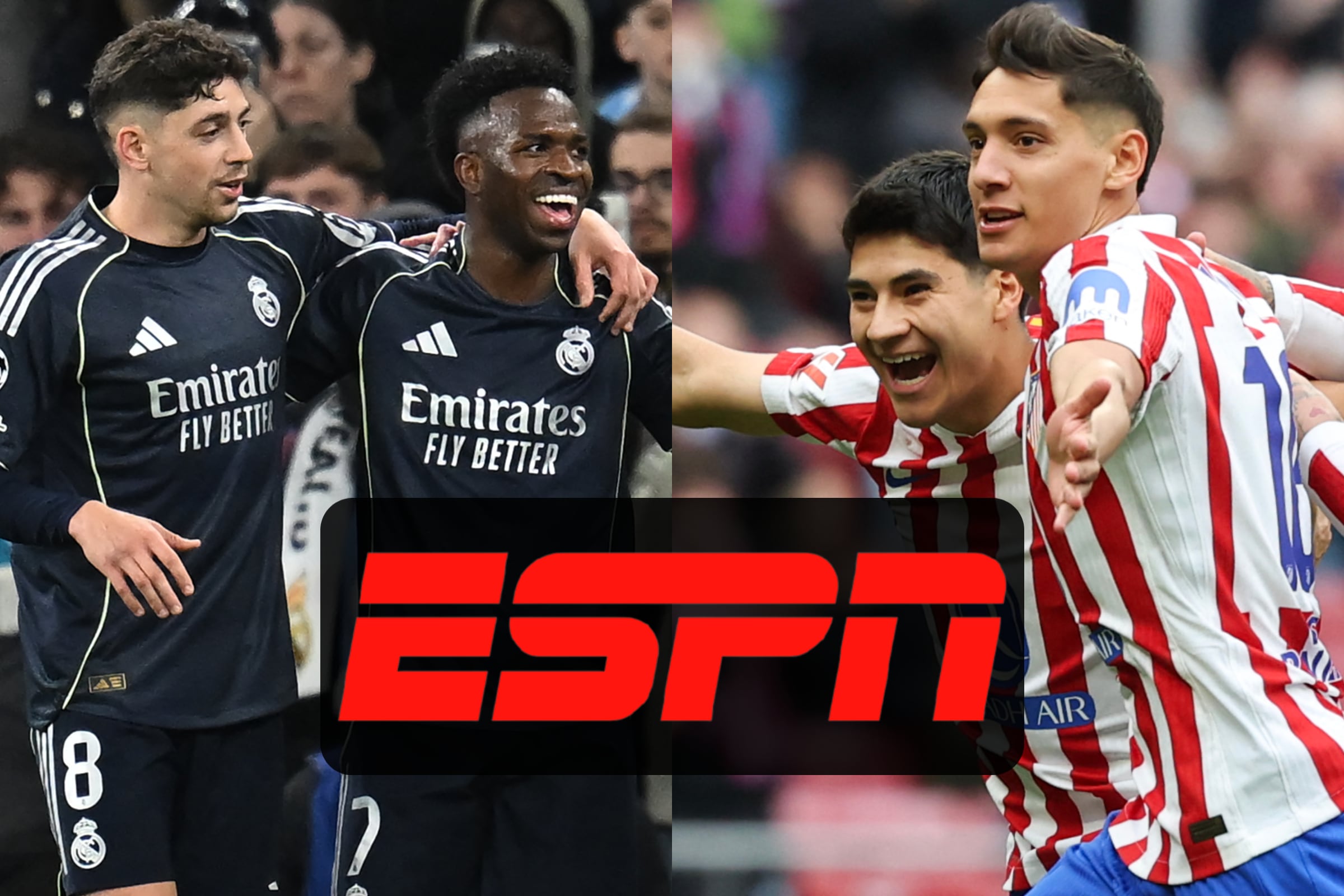Transmisión de ESPN y Disney Plus para ver el partido de Real Madrid vs. Atlético de Madrid, por el Derbi de la Jornada 29 de LaLiga de España 2026. (Fotos: AFP / Composición El Comercio MAG)