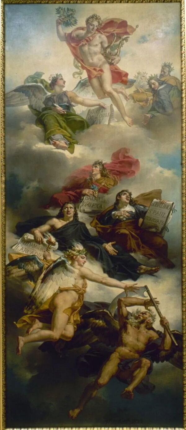 La pintura en techo de Charles Meynier (en la foto) sufrió dos rasgaduras y desprendimiento de pintura debido a la reciente filtración.