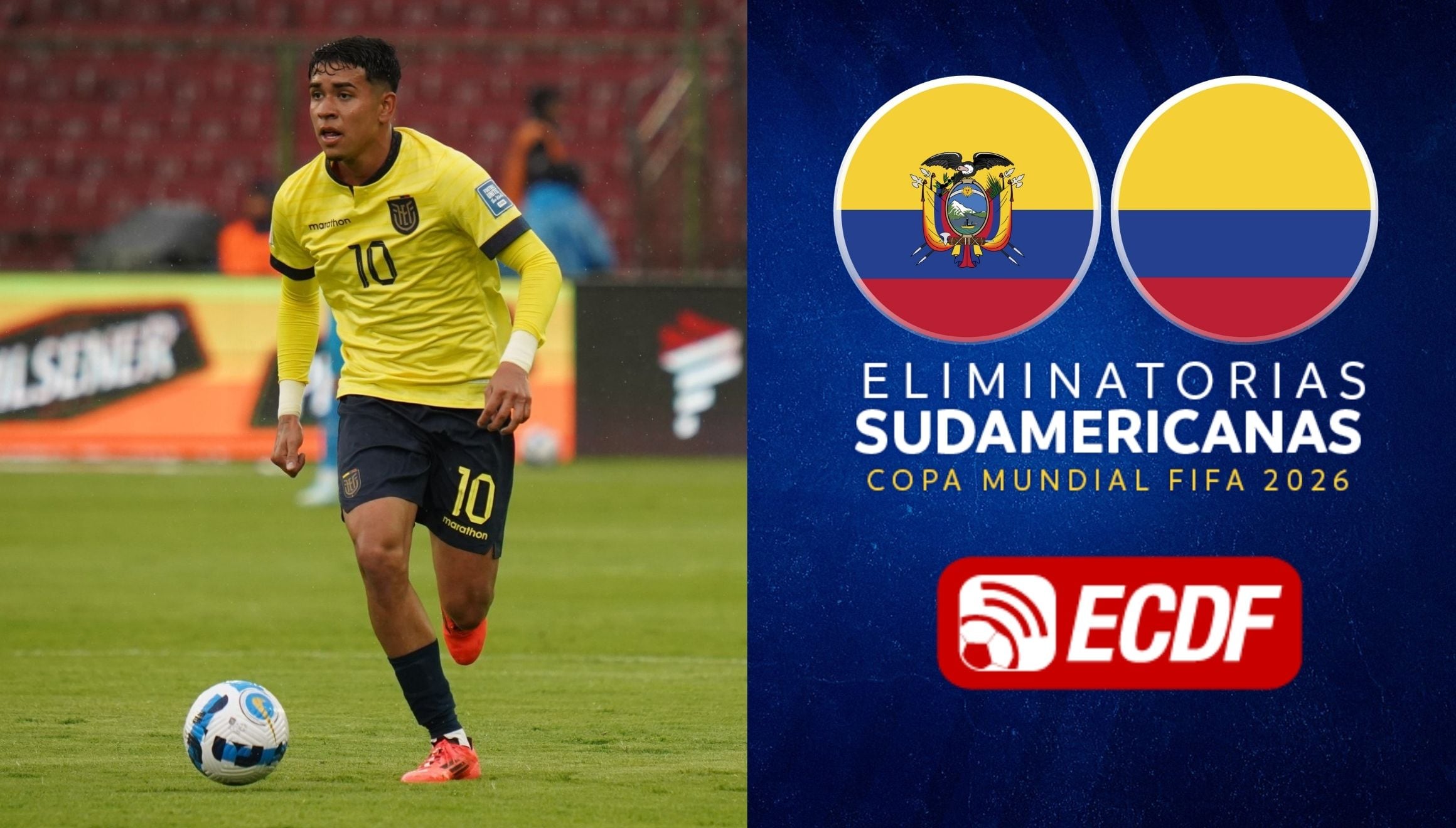 ¡No te pierdas el Ecuador vs. Colombia por El Canal del Fútbol! Te contamos dónde ver el partido de las Eliminatorias Sudamericanas 2026 EN VIVO y GRATIS por TV y ECDF Online. | Crédito: Conmebol / Composición Mix