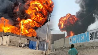 San Juan de Lurigancho: incendio en depósito de tíner moviliza a 10 unidades de bomberos
