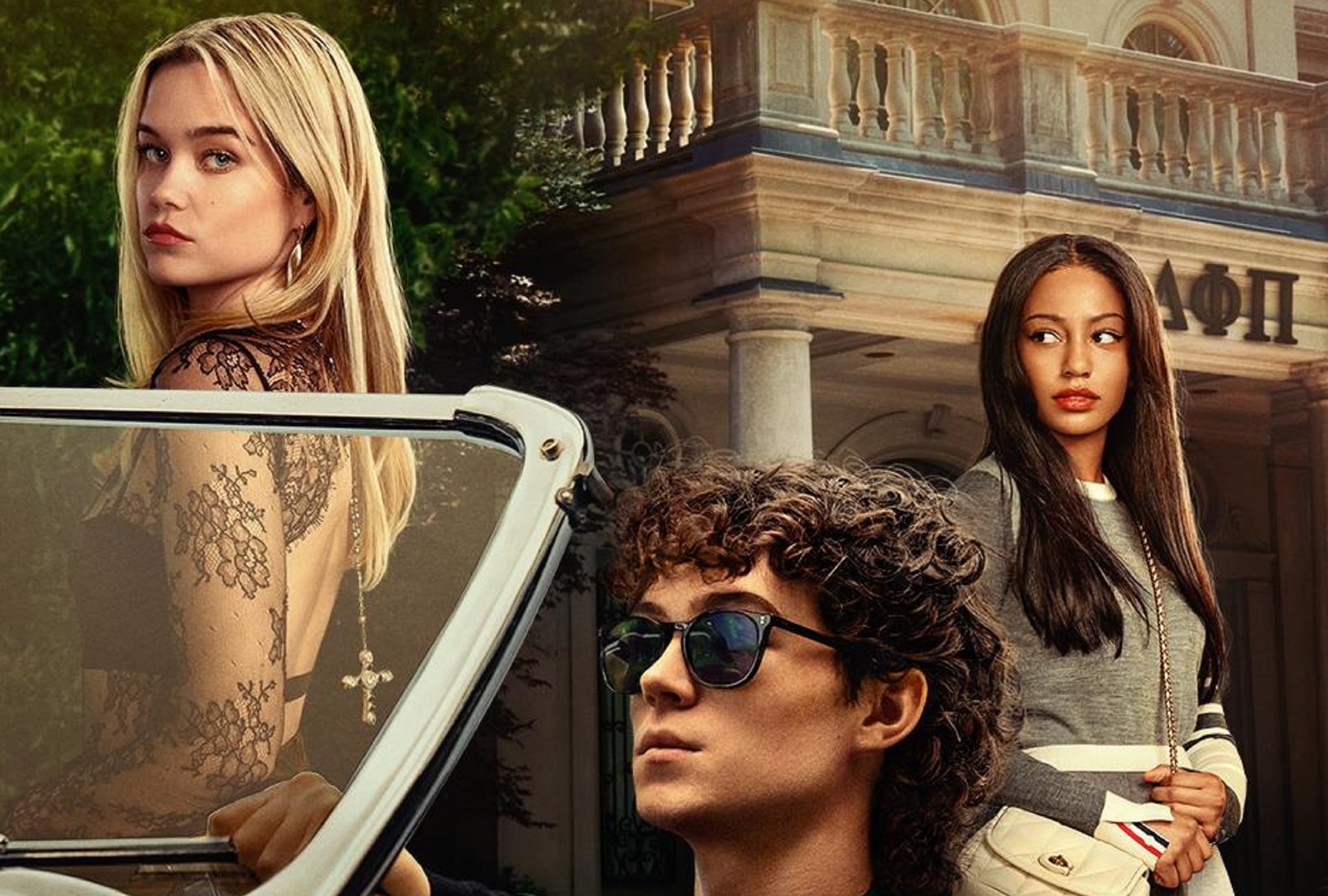 Sarah Catherine Hook como Caroline Merteuil, Zac Burgess como Lucien Belmont y Savannah Lee Smith como Annie Grover en la serie