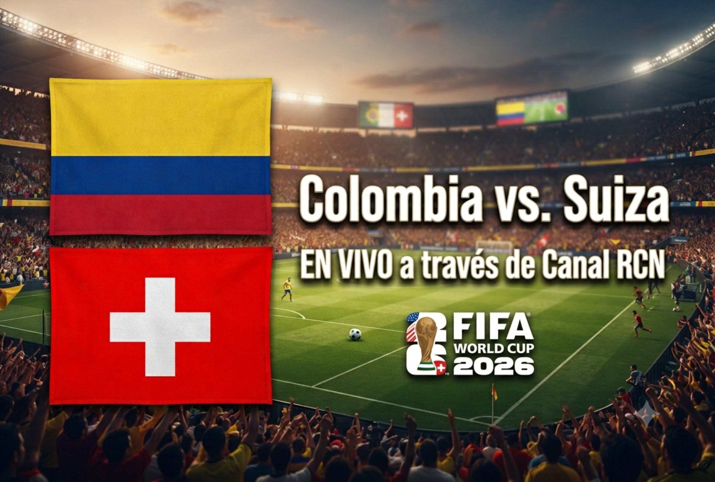 Colombia y Suiza se enfrentan este martes 7 de julio en el BC Place de Vancouver (Canadá) por los octavos de final del Mundial 2026. (Foto: Imagen creada por Mix usando Gemini)