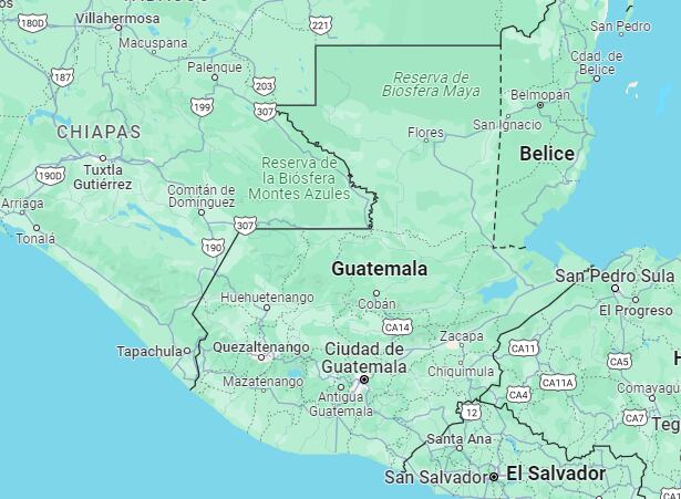 Mapa de los temblores que se registraron en Guatemala el 19 de diciembre | Foto: Google Maps