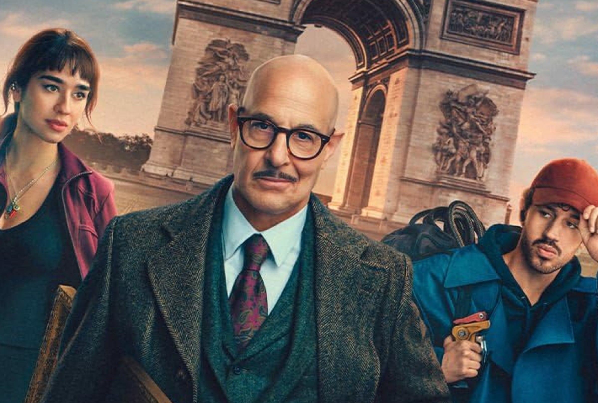 Simona Tabasco asume el papel de Chiara, Stanley Tucci asume el papel de Roger y Victor Belmondo asume el papel de Jay en la comedia de acción y thriller sobre atracos "Masterplan" (Foto: Amazon Prime Video)