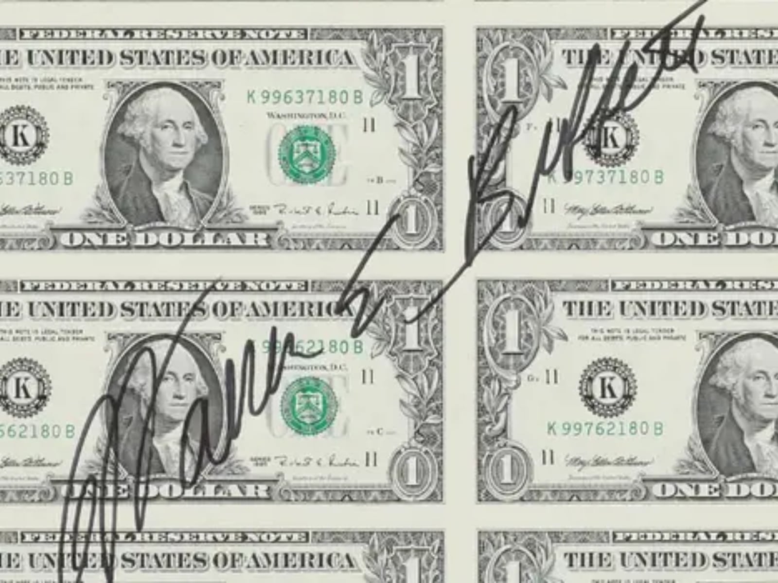 La firma del empresario estadounidense sobre la hoja sin cortar (Foto: Subastas Godin)