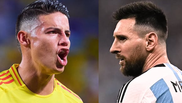 Las esperanzas de que Argentina revalide su título de 2021 y de que Colombia gane su primera Copa América desde 2001 pasan por las botas, el ingenio y la calidad de Messi y James, respectivamente (Composición: Diario Gestión)