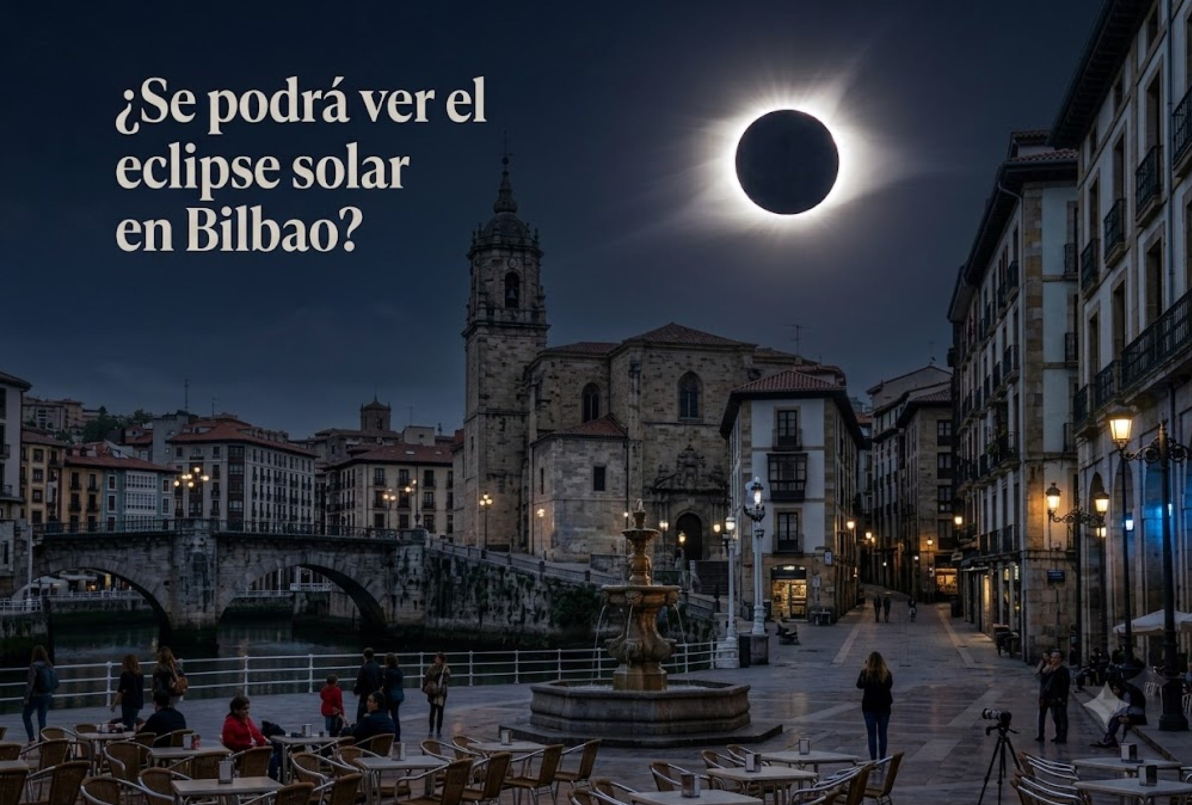 El eclipse solar de este miércoles 12 de agosto es un hecho histórico para España. ¿Se podrá ver en totalidad en Bilbao y cómo estará el clima? FOTO: Imagen creada por la IA de Gemini.