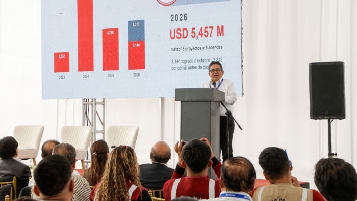 Luis Del Carpio, durante su intervención en ANDESMIN 2026, que se organiza en Ayacucho. Foto: ProInversión.
