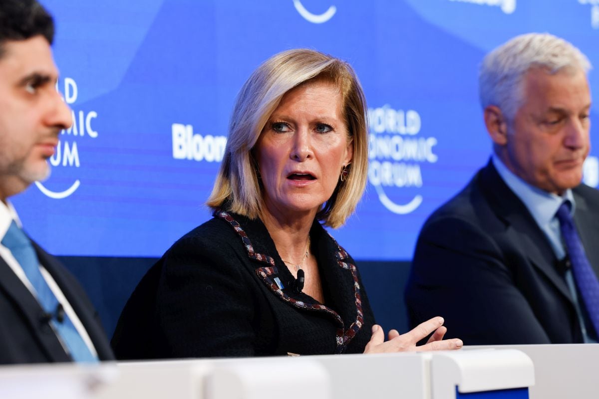 Mary Erdoes durante una sesión de debate en el Foro Económico Mundial en Davos, el 21 de enero. Fotógrafo: Stefan Wermuth/Bloomberg