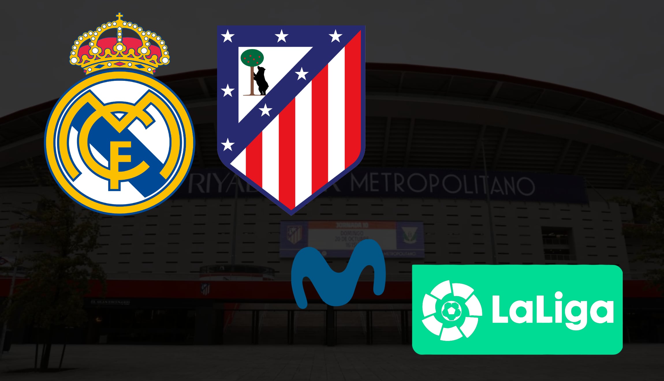 Señal de Movistar Plus LaLiga TV para ver el juego Atlético Madrid — Real Madrid en directo, este 20 de septiembre, por la Jornada 7 de LaLiga 2026-27. (Foto: Imagen creada por Gestión Mix)