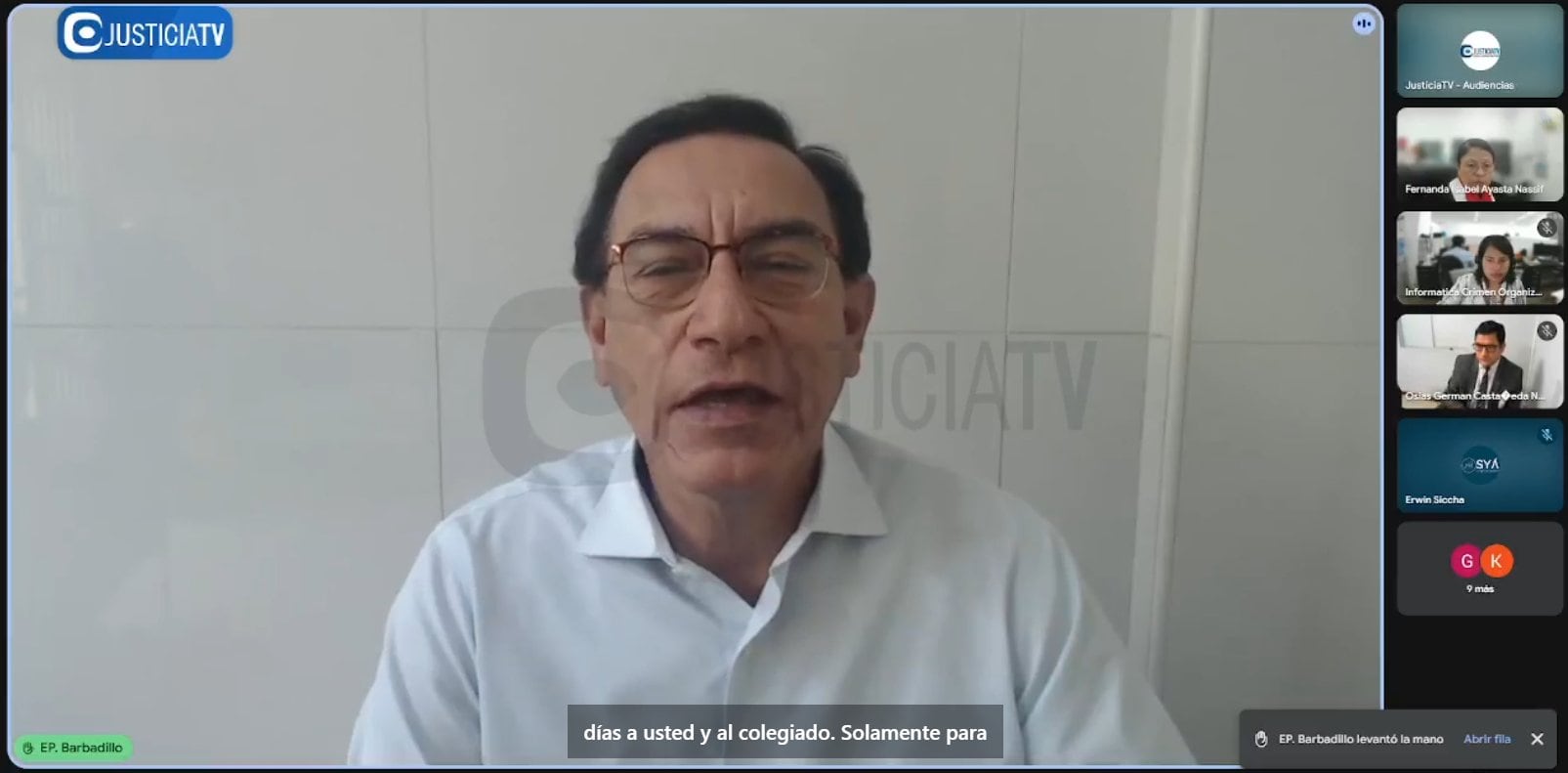 Durante su intervención, Martín Vizcarra ofreció disculpas por no haberse presentado a la sesión anterior. Foto: Captura Justicia TV.