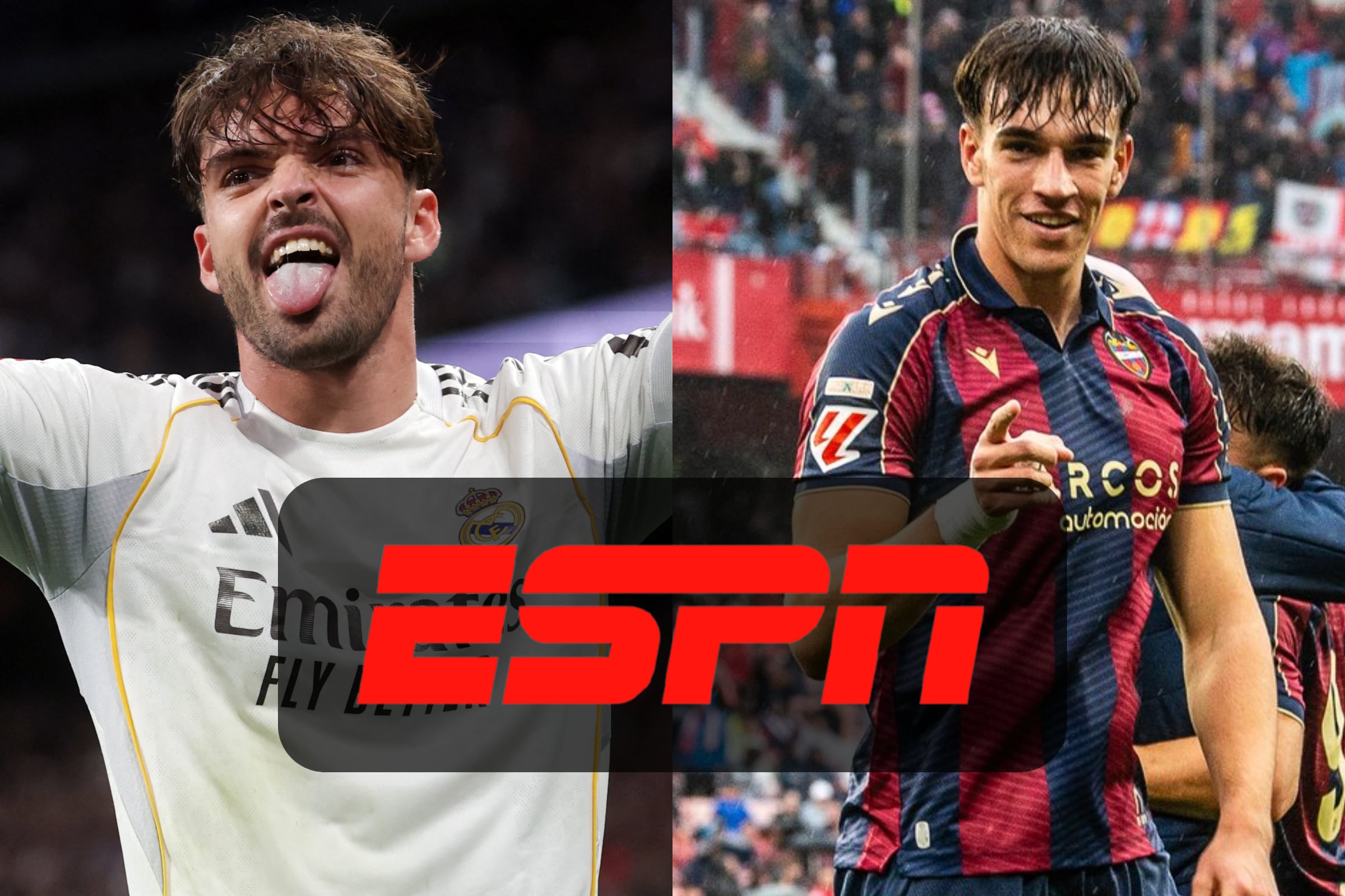 Transmisión de ESPN para seguir el juego de Real Madrid vs. Levante en directo, por la Jornada 20 de LaLiga de España 2025-26. (Fotos: AFP / @LevanteUD / Composición Mix)