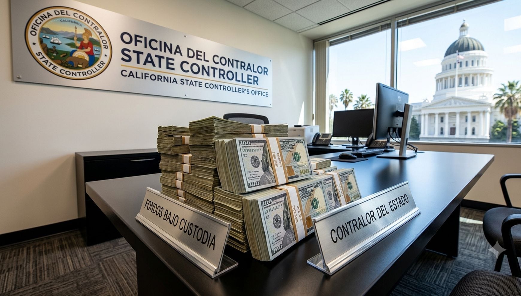 Cuentas bancarias, depósitos de alquiler, seguros de vida y salarios no pagados forman parte de los más de US$15,000 millones bajo custodia en California, que el estado mantiene a la espera de que sus verdaderos dueños los reclamen (Foto: Imagen creada por Gestión MIX usando Gemini)