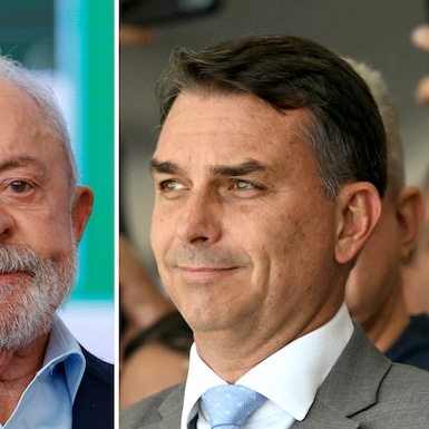 El presidente de Brasil, Luiz Inácio Lula da Silva, y el senador Flavio Bolsonaro, candidatos en las elecciones presidenciales. (Fotos de Mauro PIMENTEL y Sergio LIMA / AFP).
