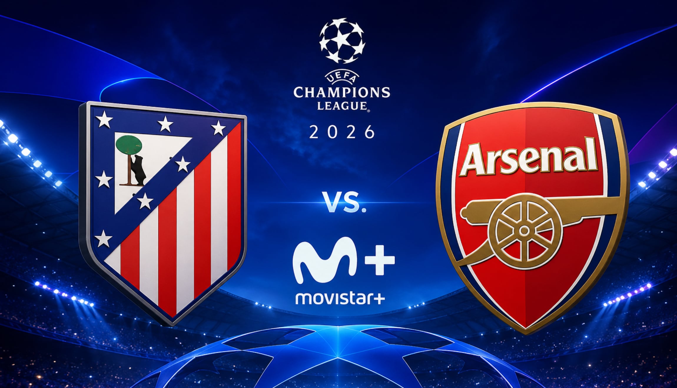Señal de retransmisión de Movistar Plus para ver el partido de Atlético de Madrid vs. Arsenal, por semifinal ida de Champions League, este miércoles 29 de abril de 2026. (Foto: Imagen creada por Gestión Mix utilizando la IA de Chat GPT)
