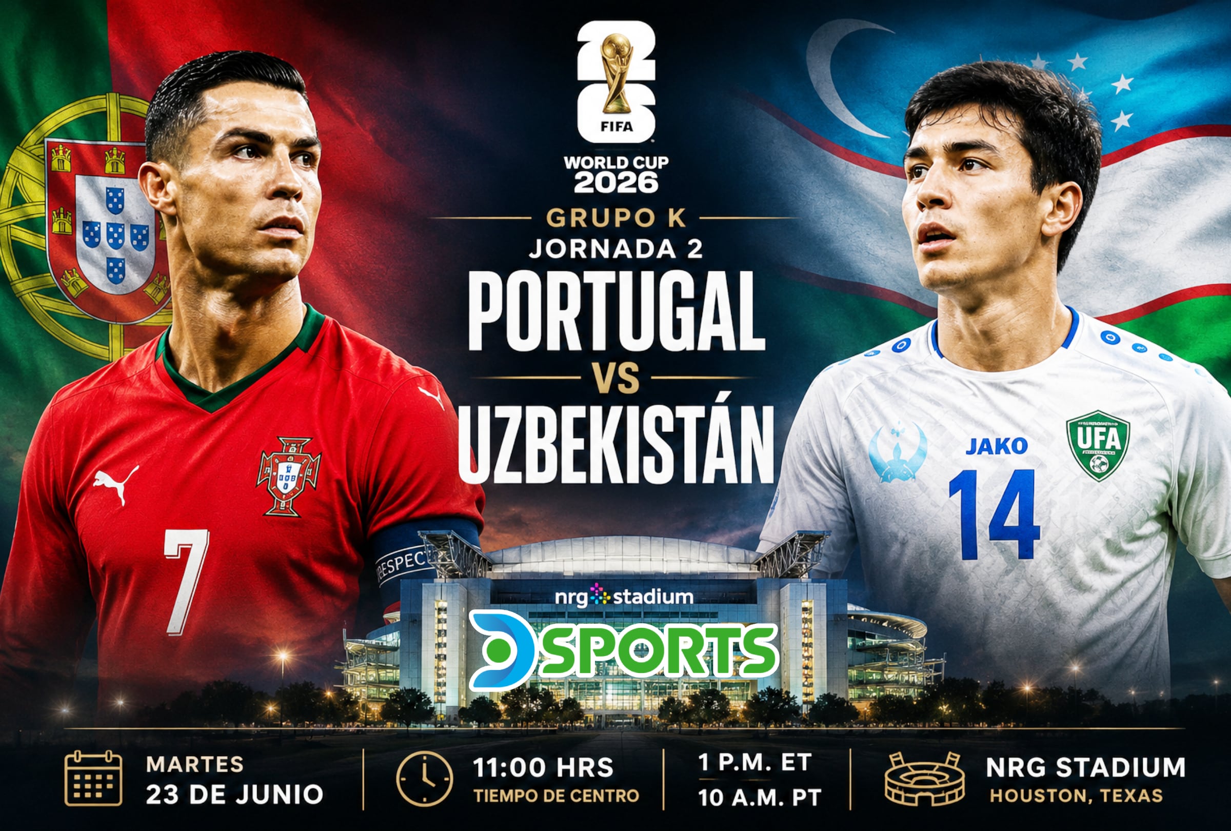 HOUSTON, TEXAS (ESTADOS UNIDOS), 23/06/2026.- DIRECTV transmitió el partido Portugal vs. Uzbekistán por la Copa Mundial FIFA 2026. FOTO DE NOÉ YACTAYO