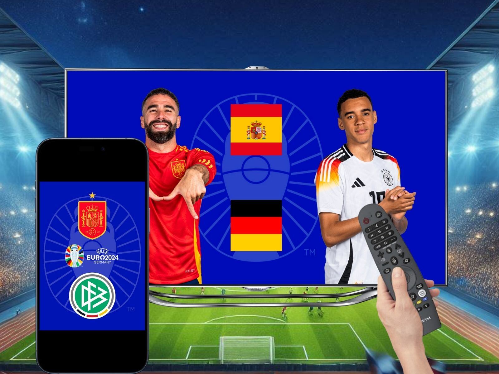 Descubre dónde ver España vs. Alemania por los cuartos de final de la Eurocopa 2024. Múltiples opciones de streaming disponibles para ser testigo de la batalla por la gloria. | Crédito: Canva / Composición Mix