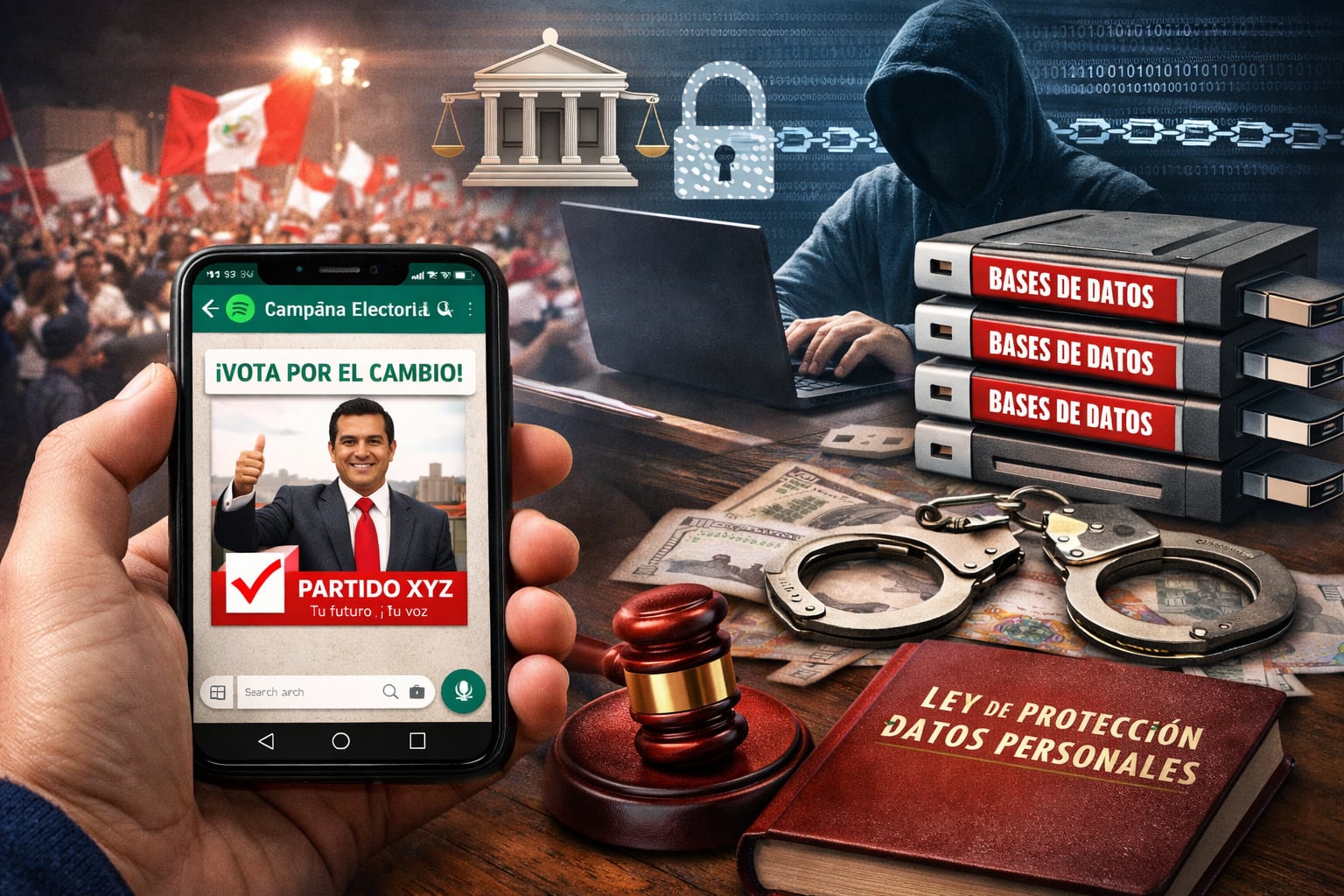 Aunque la legislación peruana no prohíbe la propaganda política en estos canales, sí establece límites claros cuando se utilizan datos personales obtenidos sin autorización. Foto: Composición IA.