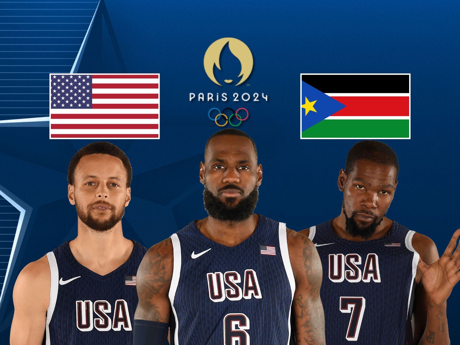 Si quieres ver al Dream Team en acción, te decimos a qué hora y por dónde ver el partido Team USA vs. Sudán del Sur en los Juegos Olímpicos de París 2024. | Crédito: Composición Mix