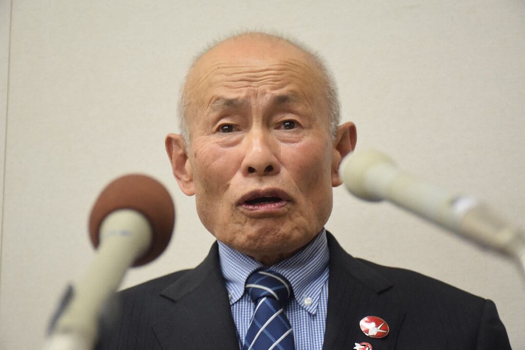 Toshiyuki Mimaki, director representante de Nihon Hidankyo, asiste a una conferencia de prensa después de que el grupo recibió el Premio Nobel de la Paz 2024, en Hiroshima el 11 de octubre de 2024. Foto: AFP