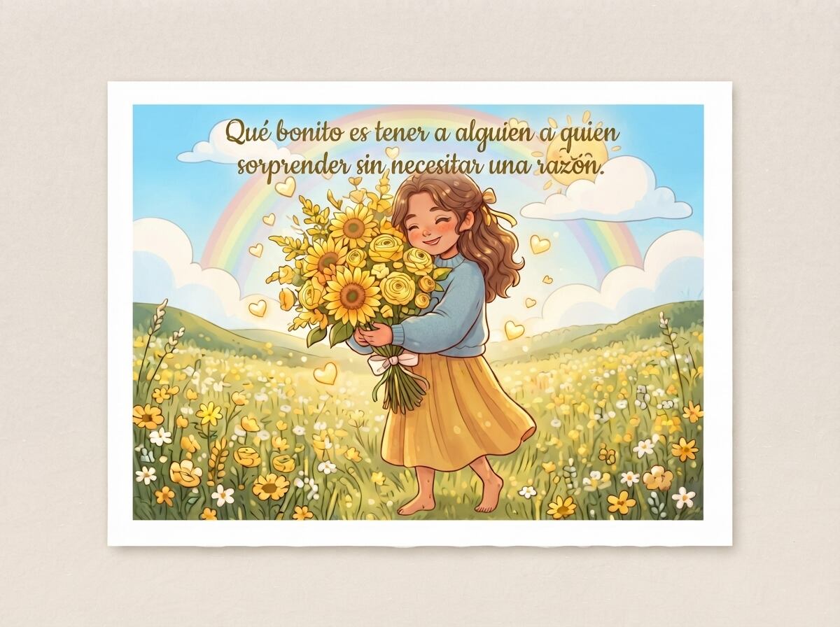 "Qué bonito es tener a alguien a quien sorprender sin necesitar una razón", anónimo. Imagen creada por la IA de Gemini.
