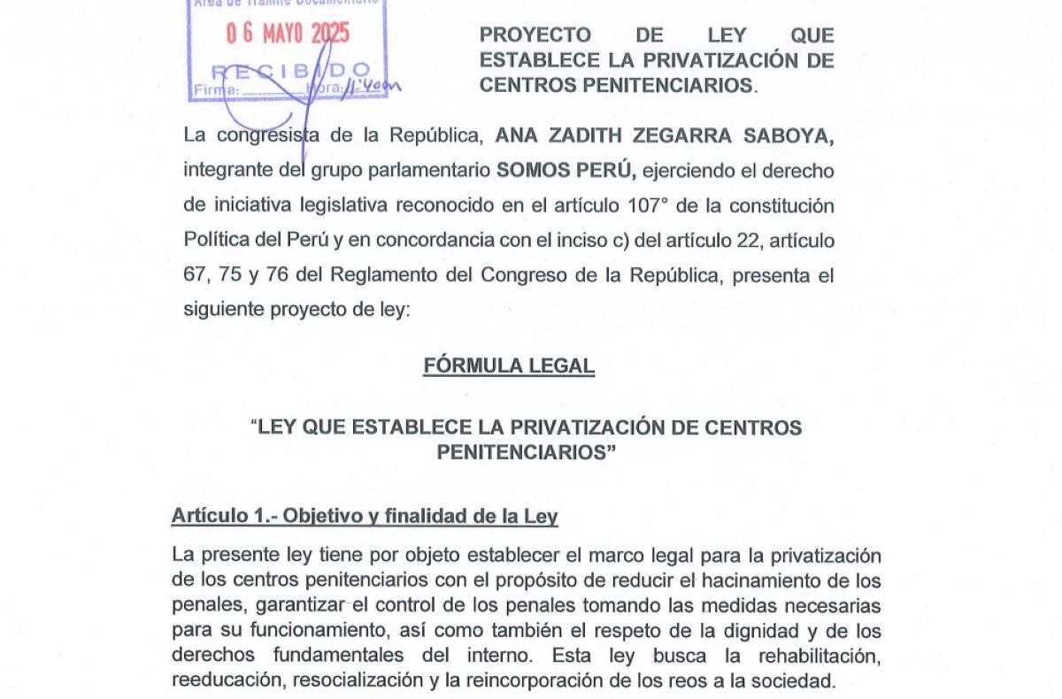 PL 11020/2024 de la parlamentaria Ana Zegarra, de Somos Perú. Foto: Congreso.