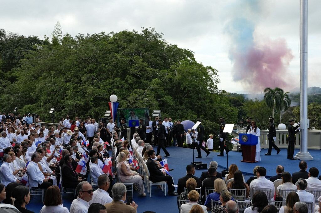 Vista general de la ceremonia para conmemorar el 25 aniversario de la entrega del Canal interoceánico de Panamá por parte de los Estados Unidos a Panamá, en la Ciudad de Panamá el 31 de diciembre de 2024. (Photo by ARNULFO FRANCO / AFP)