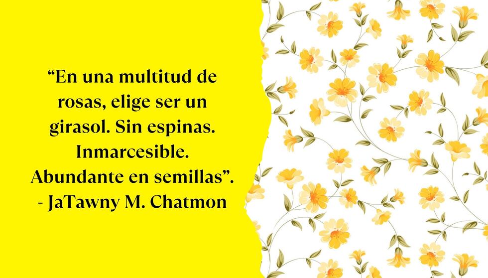 “En una multitud de rosas, elige ser un girasol. Sin espinas. Inmarcesible. Abundante en semillas”. - JaTawny M. Chatmon | Foto de Pinterest.