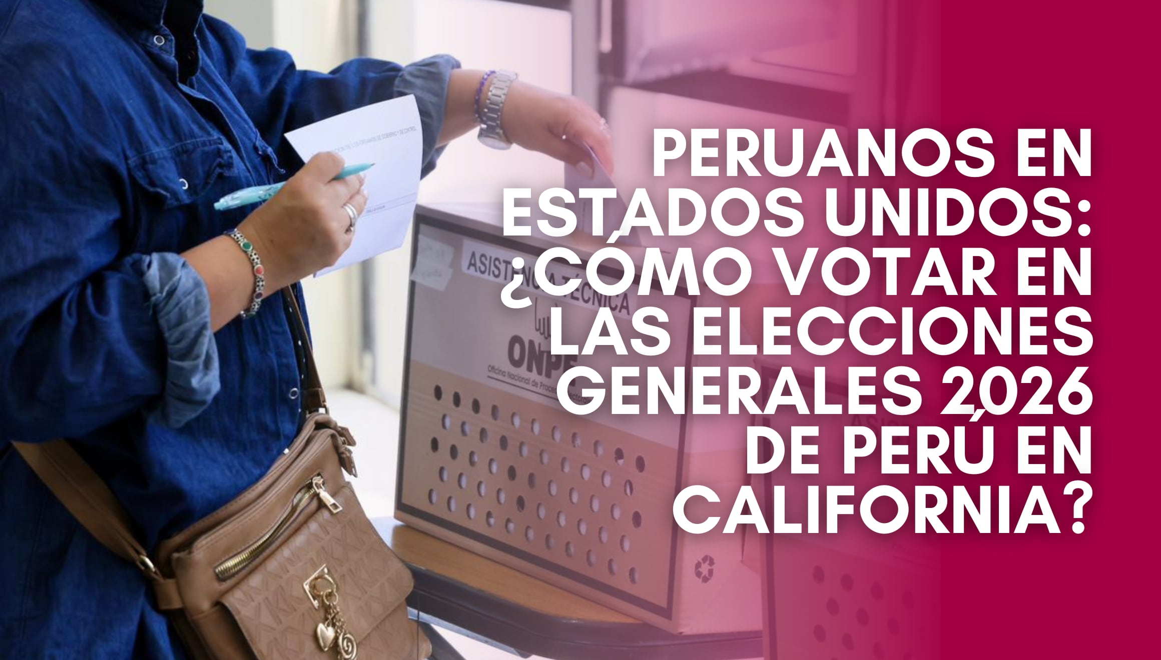 Atención peruanos en California: entérate cómo votar en las Elecciones Generales 2026 de Perú. Revisa los centros de votación en Los Ángeles y San Francisco para este 12 de abril. ¡Tu voto desde el exterior cuenta! | Crédito: ONPE Oficina Nacional de Procesos Electorales - Perú / Facebook / Composición Gestión Mix