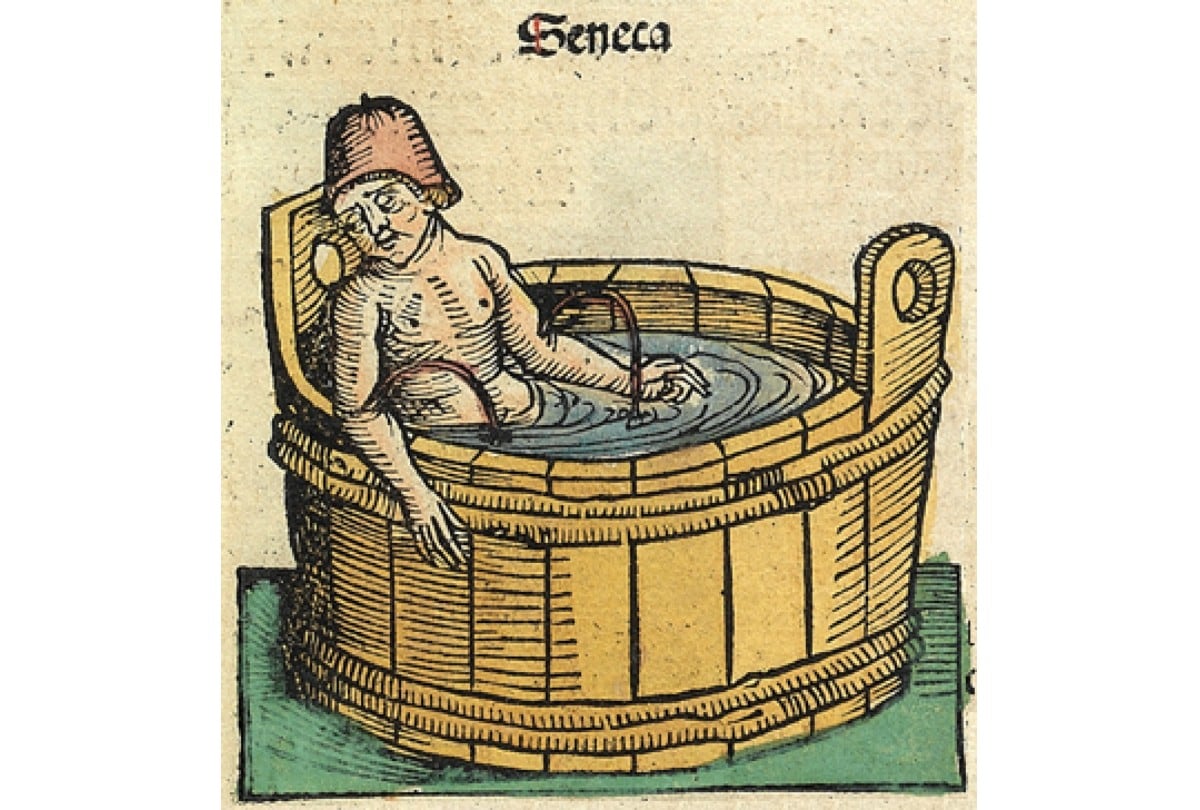 La muerte de Séneca publicada en 1493. | Crédito: Crónica de Núremberg