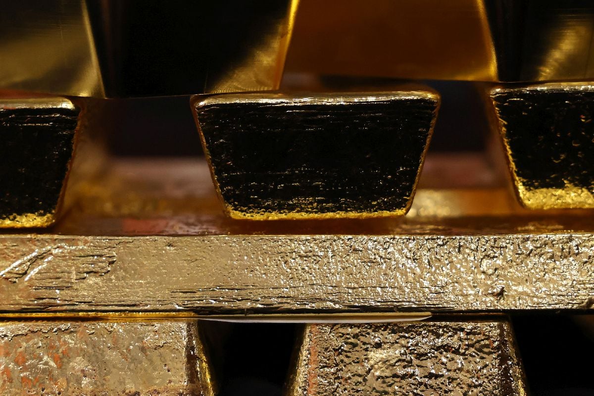 Gold bars are seen inside the precious metals refinery plant of Italpreziosi SpA in Arezzo, on Tuesday, May 6, 2025. Photographer: Alessia Pierdomenico/Bloomberg