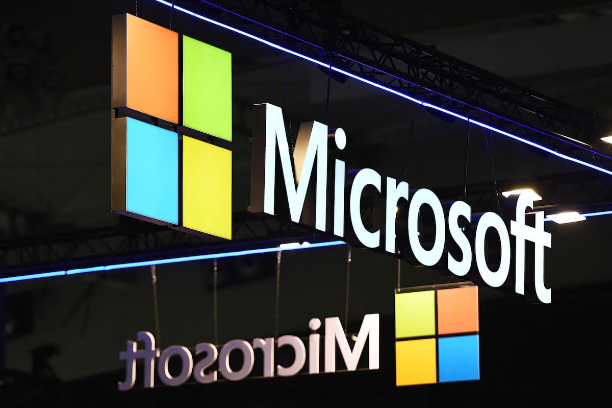 Microsoft. (Photo by Pau BARRENA / AFP)
