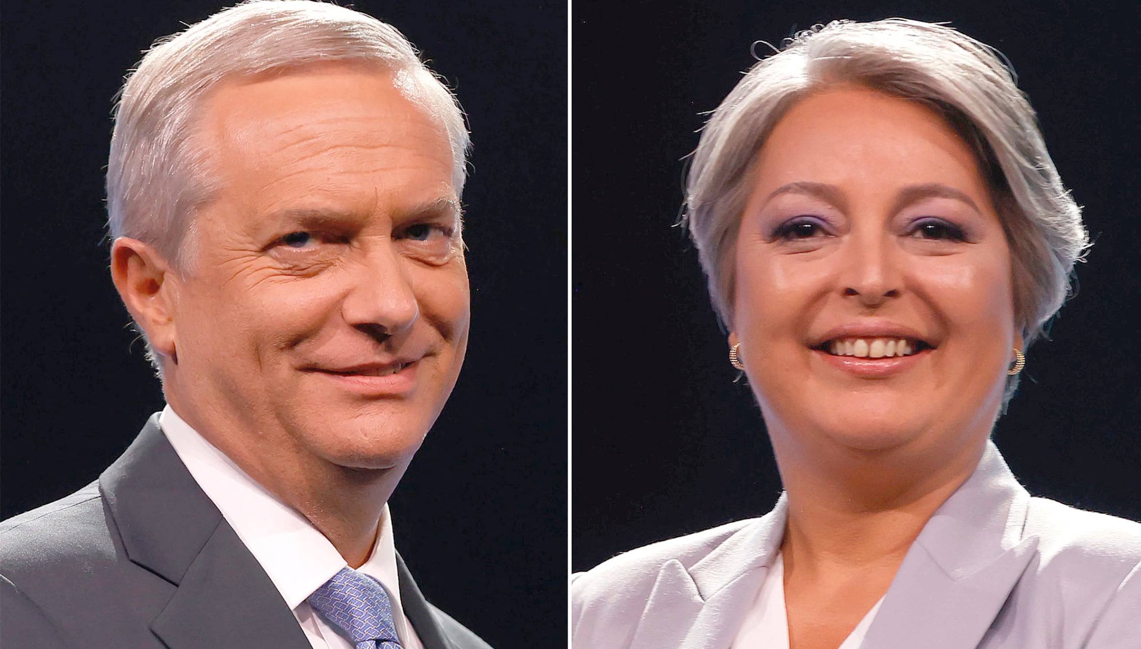 Los candidatos presidenciales de Chile, José Antonio Kast, del Partido Republicano, y Jeannette Jara, de la coalición Unidad por Chile, posan antes de un debate organizado por la Asociación Nacional de Televisión en Santiago el pasado 9 de diciembre de 2025. | Foto de Raúl Bravo / AFP