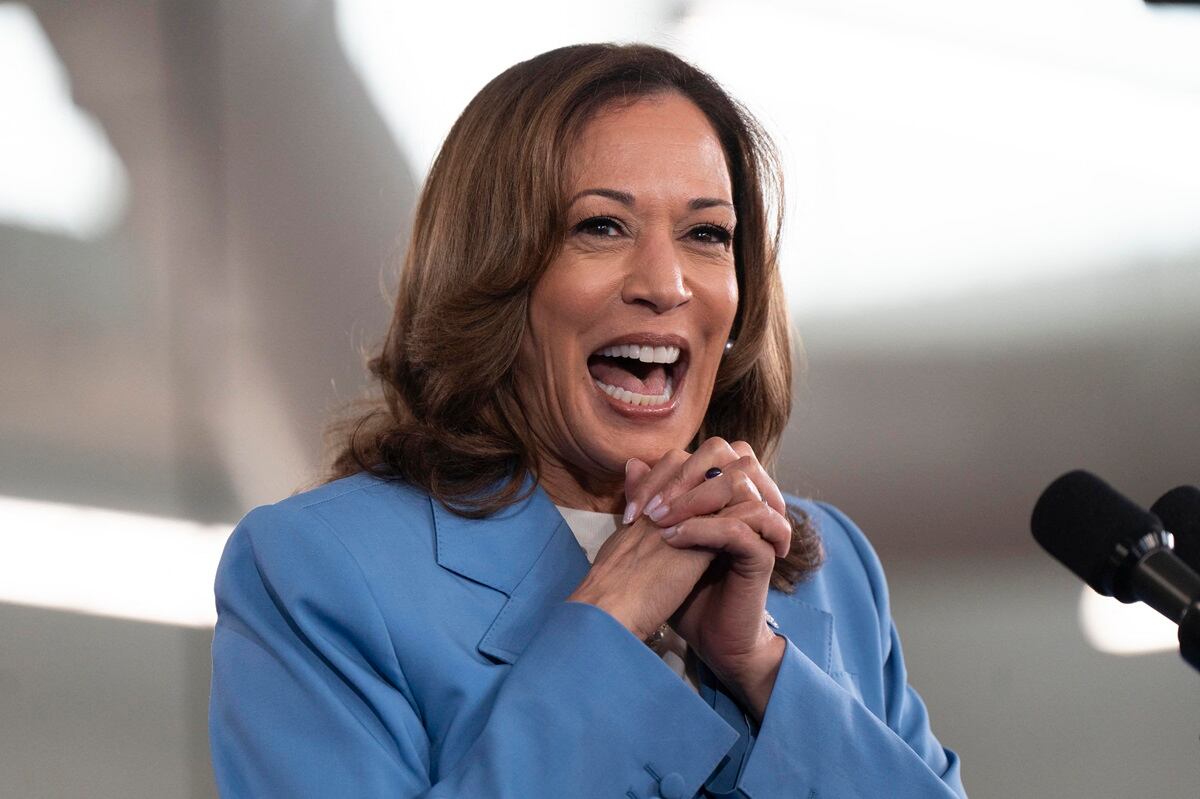 La vicepresidenta de Estados Unidos y candidata presidencial demócrata, Kamala Harris, habla en el Centro Hendrick en Raleigh, Carolina del Norte, el 16 de agosto de 2024. (Foto de Allison Joyce / AFP)