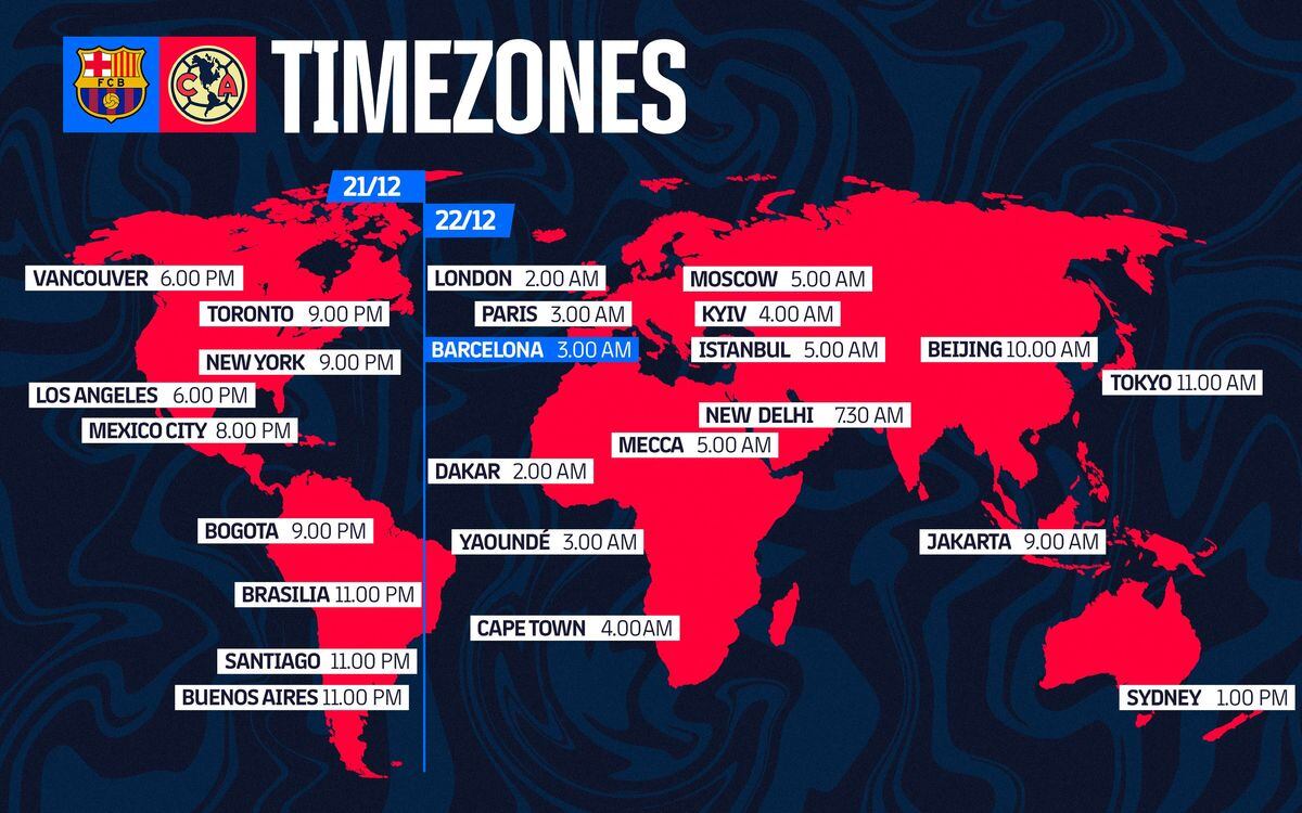 Los horarios internacionales del amistoso FC Barcelona vs Club América desde el Cotton Bowl Stadium de Dallas, Texas (Estados Unidos). | Crédito: fcbarcelona.es