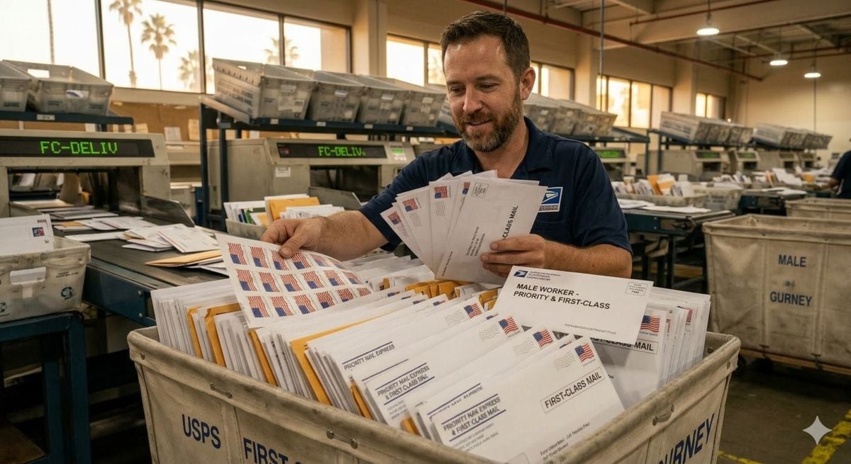El incremento del sello de primera clase se suma a una serie de ajustes que el USPS viene aplicando desde 2019, en un intento por compensar la caída del volumen de cartas y el alza de sus costos operativos (Crédito: Imagen creada por Grupo El Comercio usando la IA de Gemini)