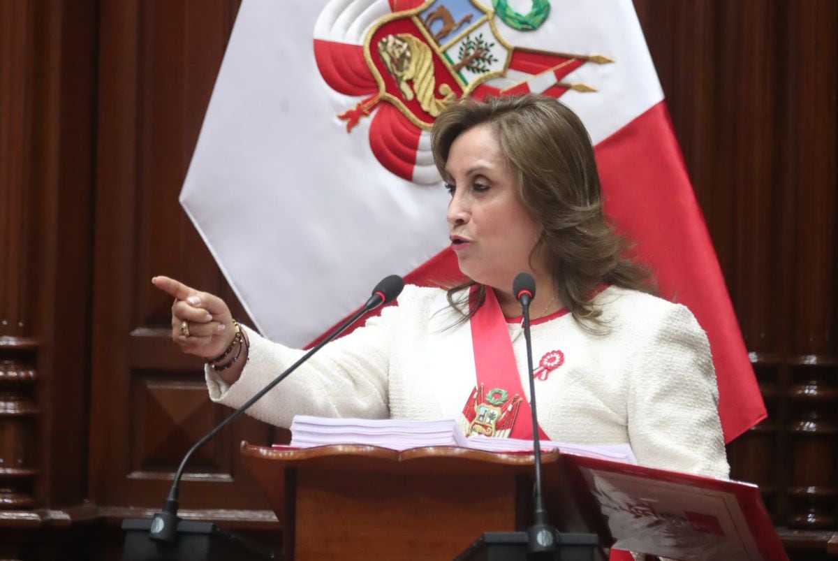 Dina Boluarte ofreció su último mensaje a la Nación como presidenta del Perú. Foto: GEC