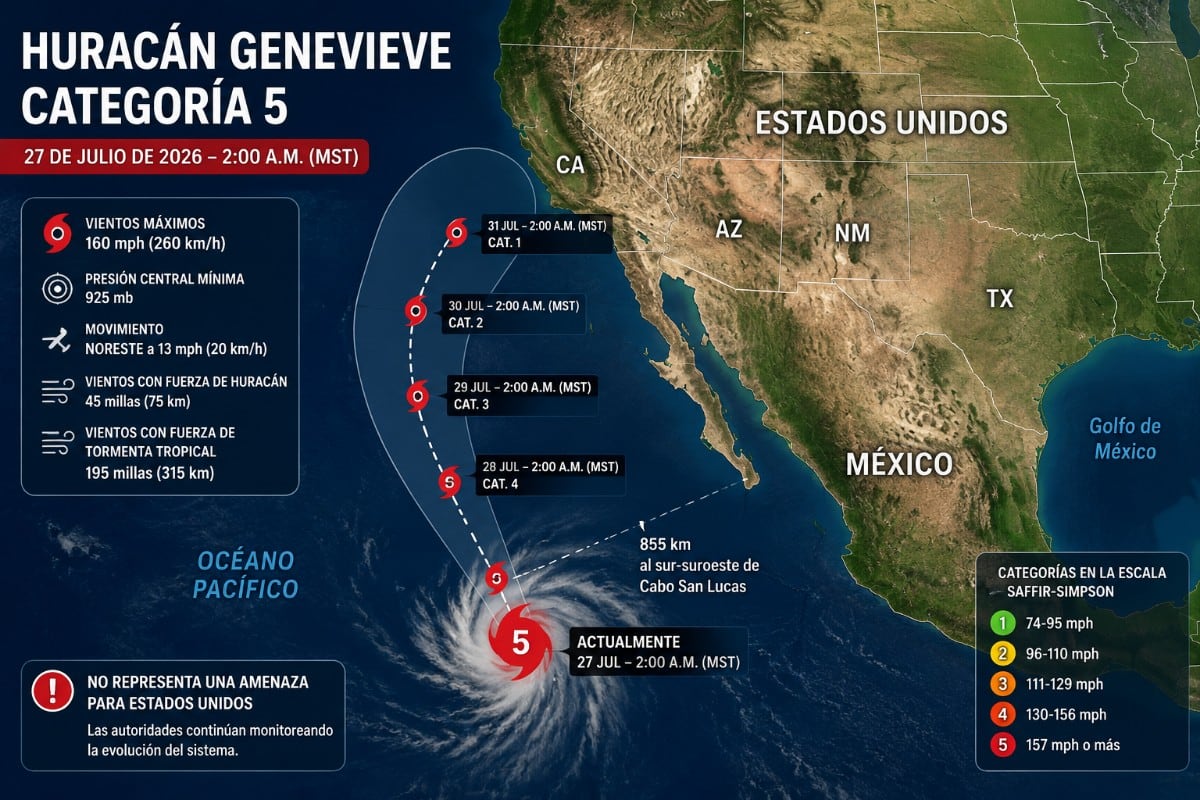 Aunque genera fuerte oleaje y corrientes peligrosas en la costa del Pacífico mexicano, no se espera que toque tierra. (Foto: Imagen creada por El Comercio MAG usando Gemini)