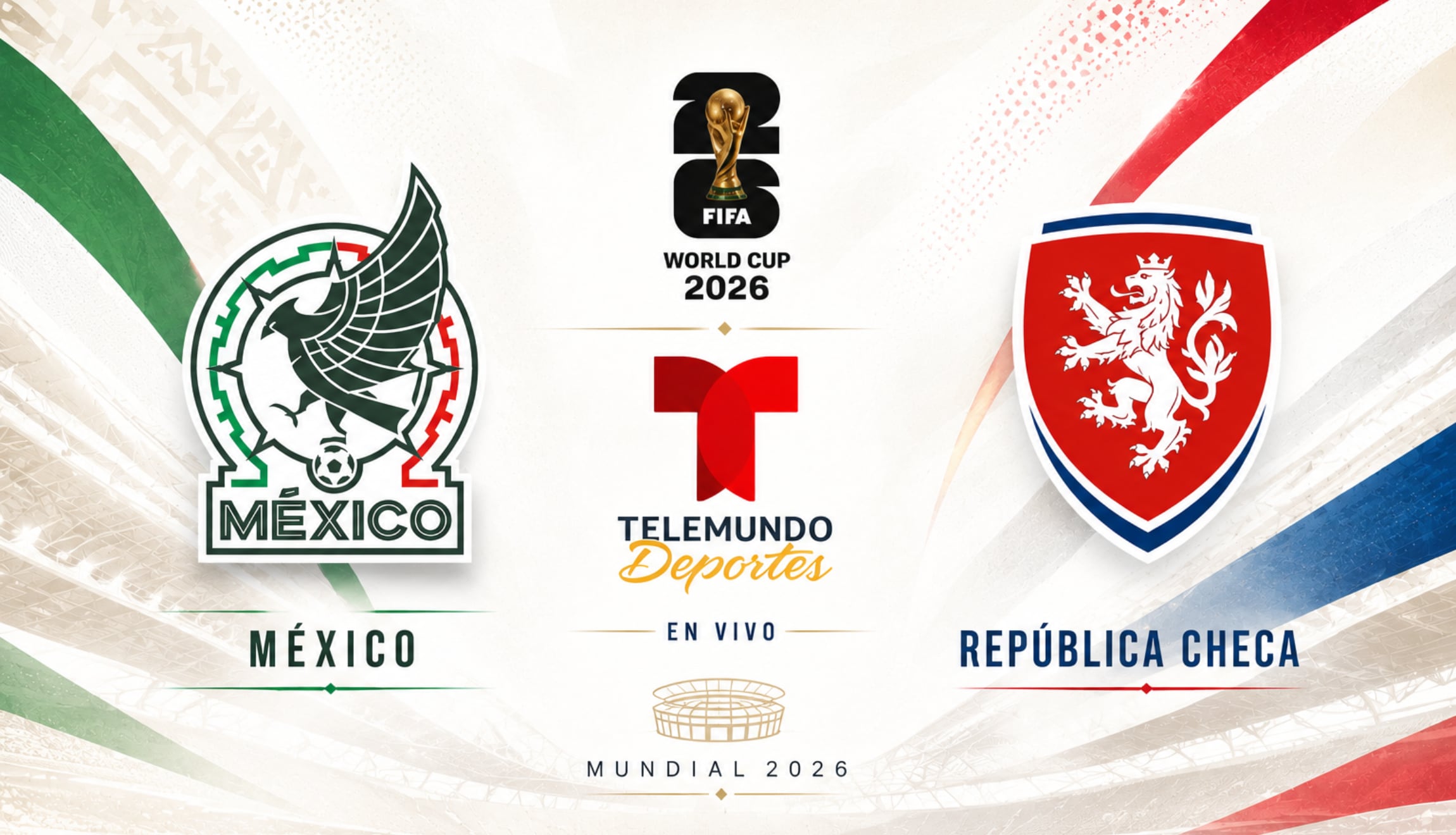 Señal de Telemundo Deportes para ver la transmisión de México vs. República Checa en directo desde Estados Unidos, este miércoles 24 de junio, por la Jornada 3 del Grupo A del Mundial de Fútbol 2026. (Foto: Imagen creada por Gestión Mix utilizando la IA de Chat GPT)