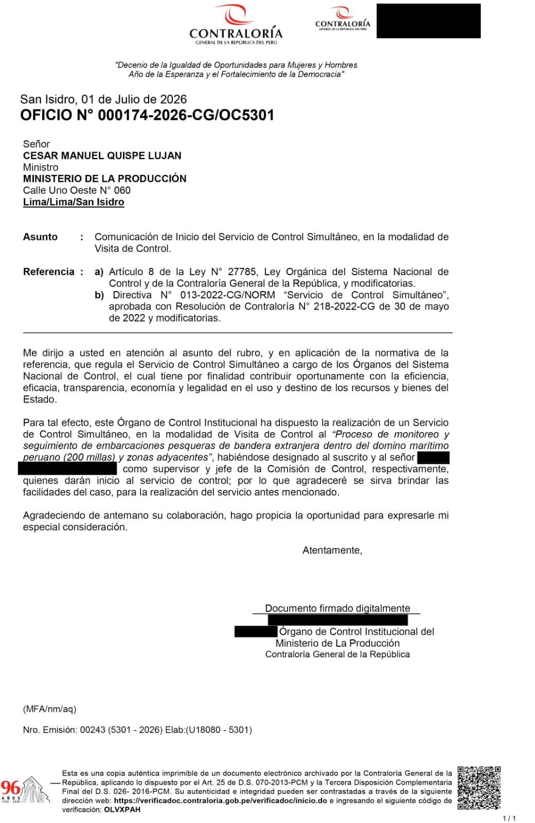 La Contraloría inició un servicio de control simultáneo al proceso de monitoreo y seguimiento de embarcaciones pesqueras de bandera extranjera que operan dentro del dominio marítimo peruano y en zonas adyacentes. Foto: Difusión.