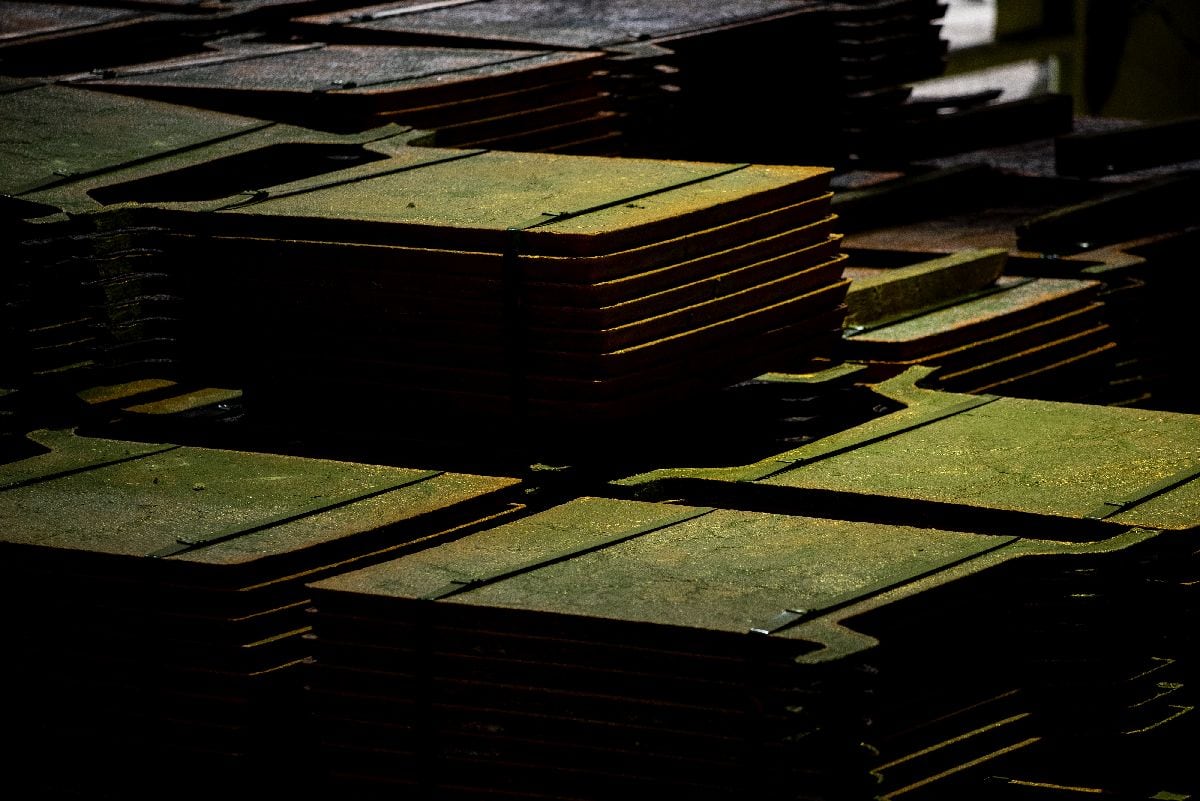 Ánodos de cobre listos para su envío en la planta procesadora Codelco El Teniente en Machali, Chile, el miércoles 2 de abril de 2025. Fotógrafo: Cristóbal Olivares/Bloomberg