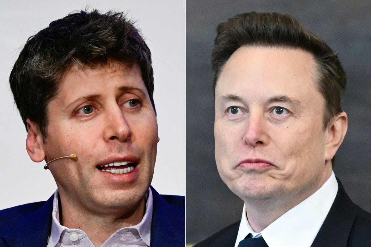 El hombre más rico del mundo, Elon Musk, acusó al director ejecutivo de OpenAI, Sam Altman, de incumplir de forma engañosa el acuerdo fundacional que estableció el laboratorio de IA como organización benéfica y de enriquecerse injustamente. (Fotos de John MACDOUGALL y SAUL LOEB / AFP)
