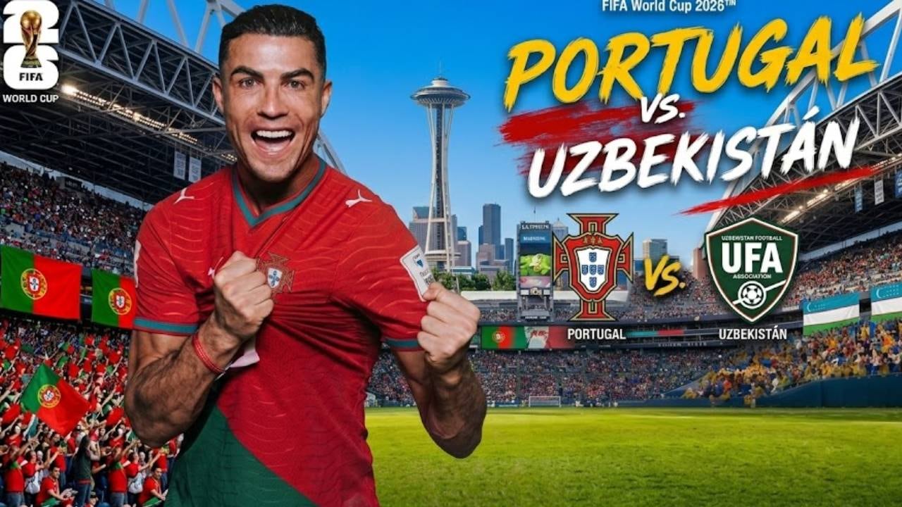 HOUSTON, TEXAS (ESTADOS UNIDOS), 23/06/2026. Canales para ver EN VIVO el partido de Portugal vs. Uzbekistán 23 de junio por la Jornada 2 del grupo K del Mundial 2026 en el Estadio NRG, Houston, Estados Unidos. FOTO creada por Gemini.