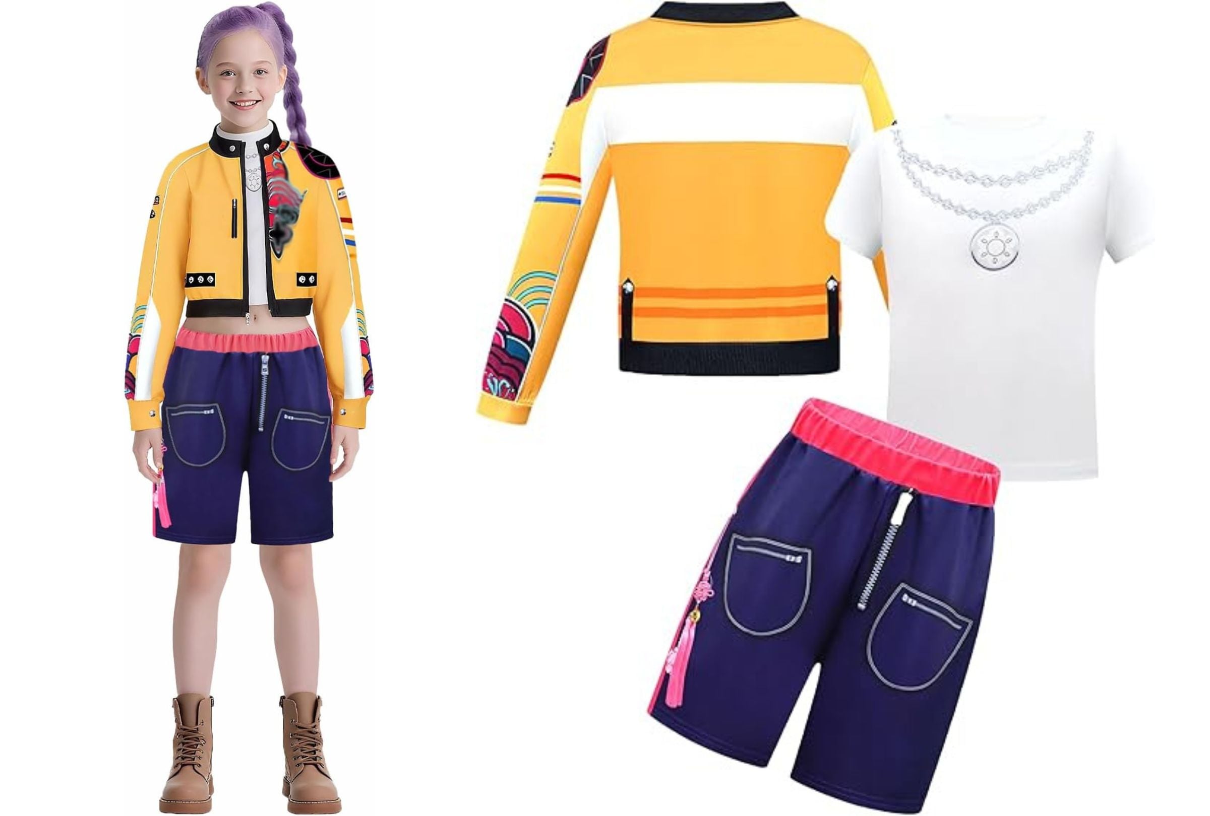 Uno de los disfraces de Rumi de HUNTR/X de "KPop Demon Hunters" que se ofrecen online (Foto: Aynoltb / Amazon)