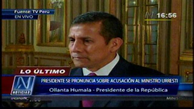 Ollanta Humala otorga su abierto respaldo a ministro Daniel Urresti