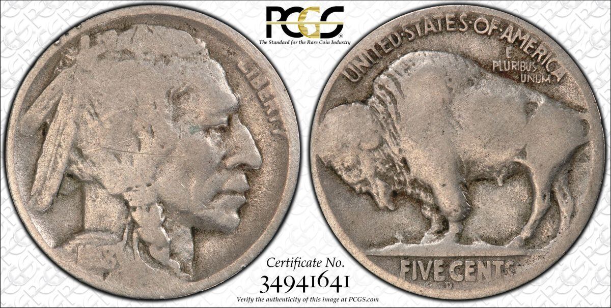 Moneda: 1918/17-D Buffalo níquel (Foto: PCGS)
