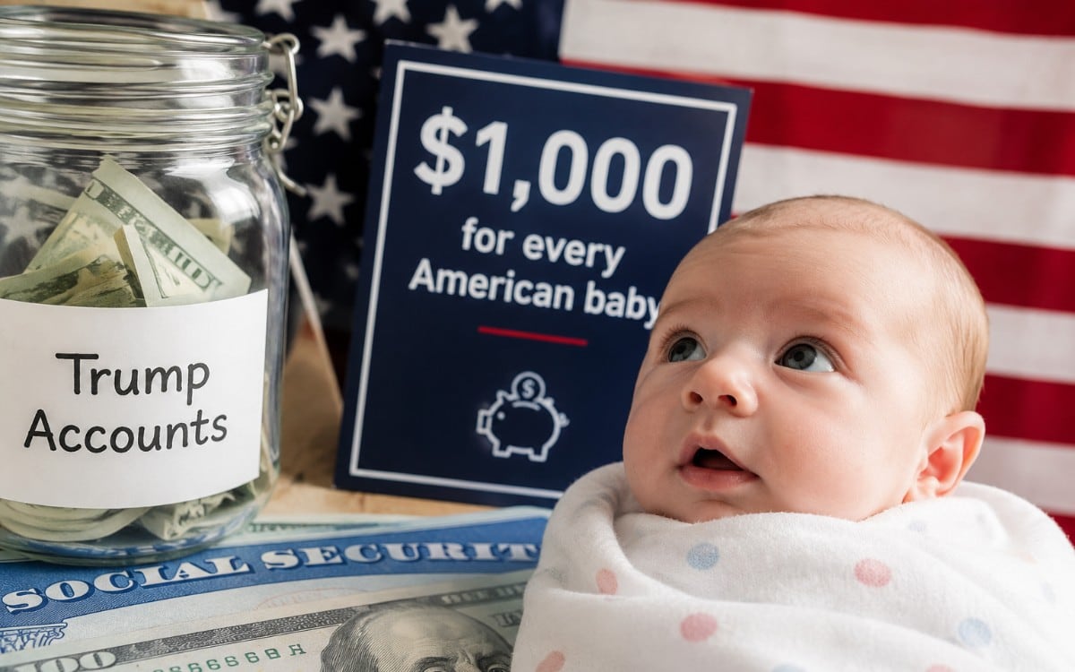El programa Trump Accounts otorgará 1,000 dólares en ahorro para el retiro a bebés nacidos entre 2025 y 2028 en Estados Unidos. (Foto: Imagen creada por El Comercio MAG usando Gemini)