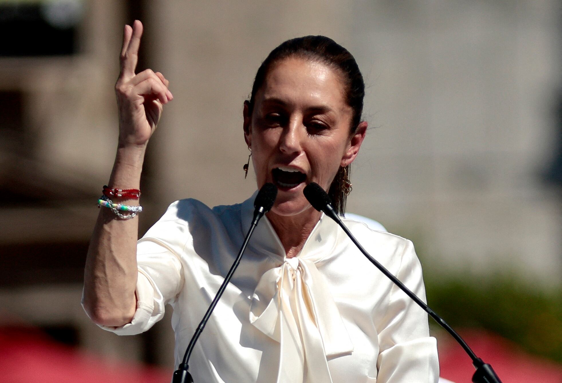 La candidata presidencial de izquierda mexicana Claudia Sheinbaum. (Foto de Ulises Ruiz / AFP)