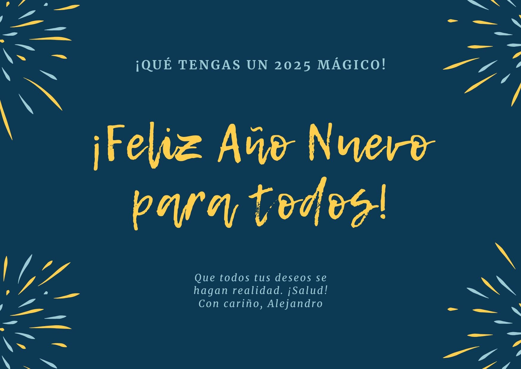 Escoge las mejores imágenes de las tarjetas con frases bonitas del Año Nuevo 2025 para que puedas enviar a tus amigos y a la familia este 31 de diciembre vía WhatsApp, Instagram, Telegram, Facebook y TikTok (Foto: Canva.com)