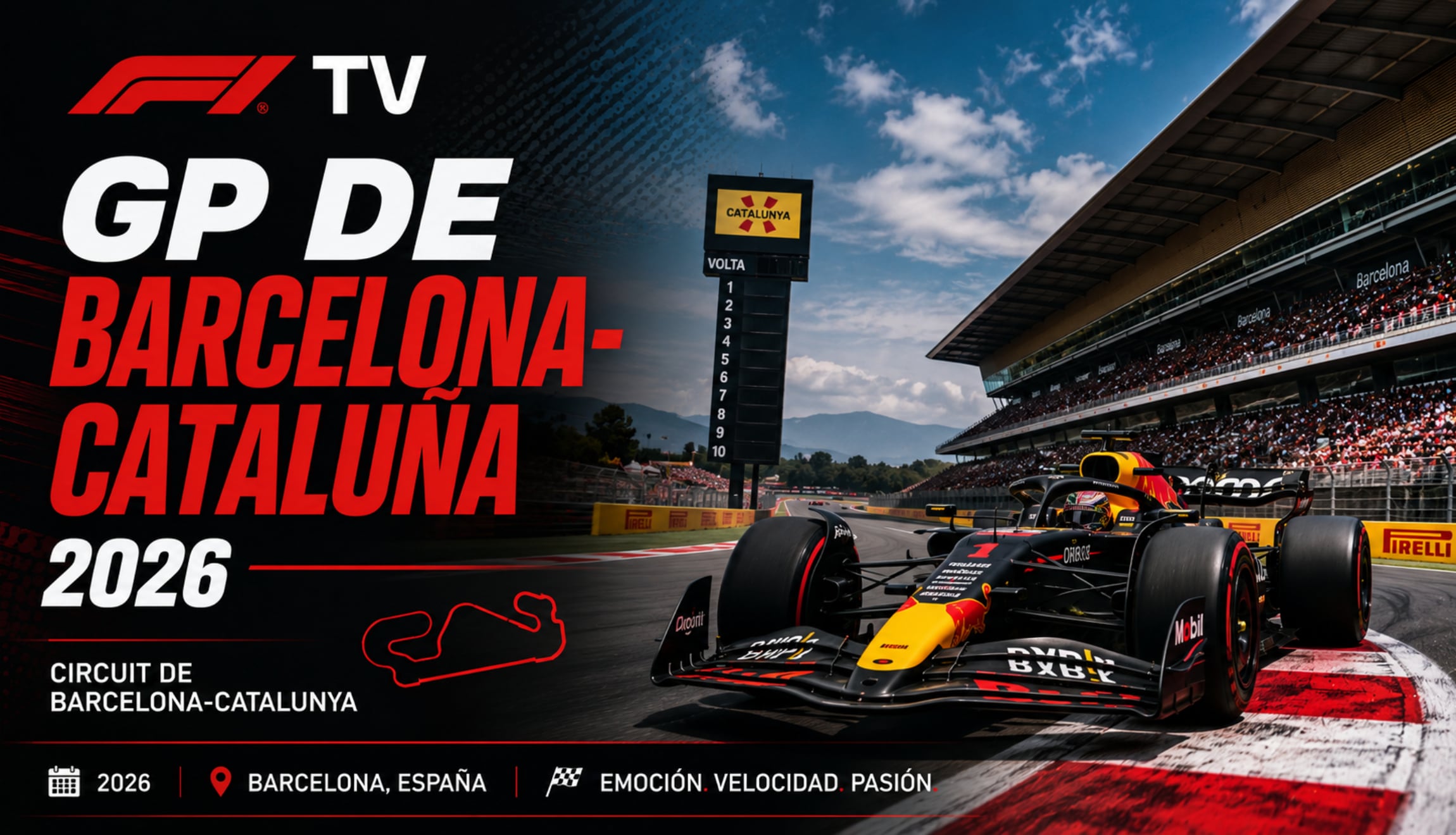 Señal de F1 TV para ver el GP de Barcelona-Cataluña en directo, este domingo 14 de junio de 2026, por la séptima carrera del Mundial de la F1. (Foto: Imagen creada por Gestión Mix utilizando la IA de Chat GPT)